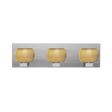 Besa Lighting Keno Vanity, Gold Sand, Satin Nickel Finish, 3x3W LED 3WF-KENOGD-LED-SN